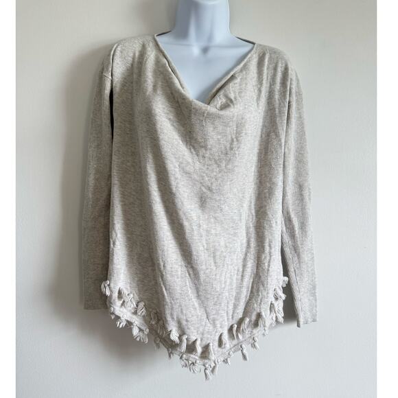 Lilly Pulitzer Tops - Lilly Pulitzer gray Tassel Hem Sweater XS Cotton Blend Lightweight Knit Boho
